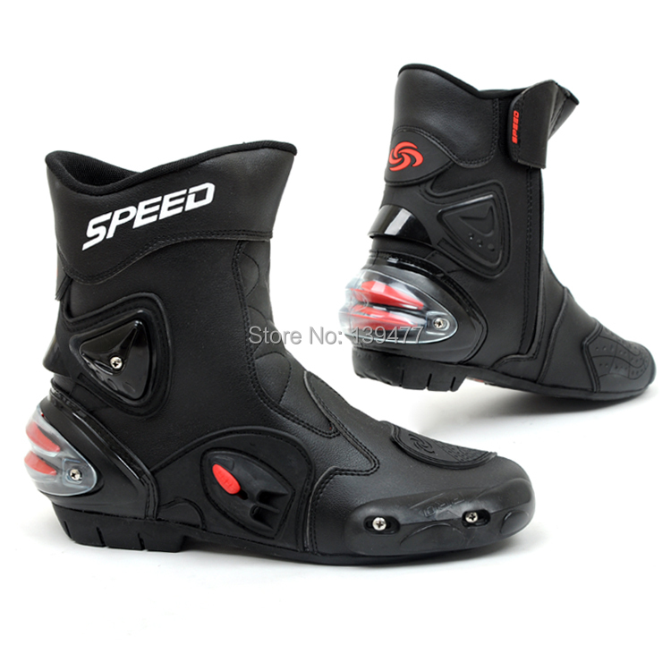 Фотография 2015 Botas Hombre Motorcycle Boots Pro-biker Speed Bikers Moto Racing Motocross Leather Shoes A004 Black/red/white Free Shipping 