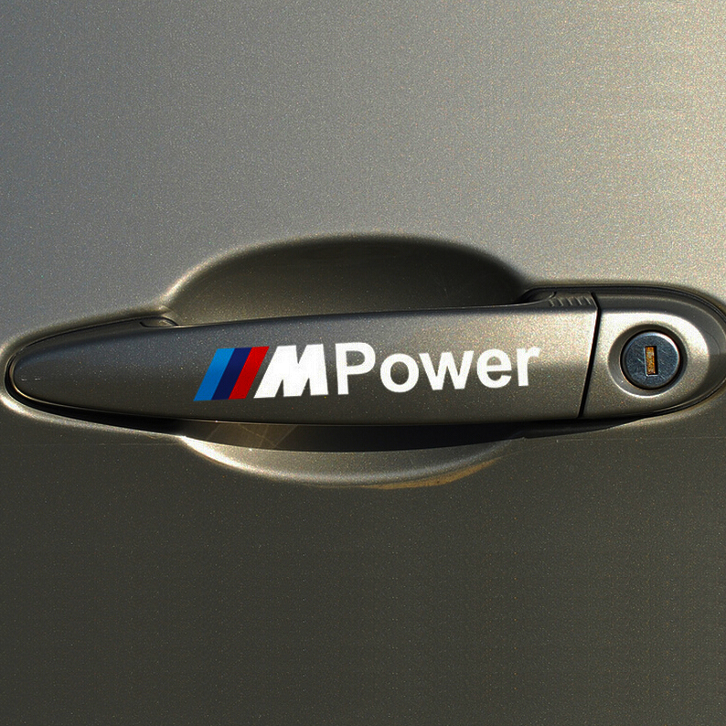 Image of 4PCS M Power Car Decal Door Handle Auto Stickers Car Styling Decoration for BMW Covers M3 M5 X1 X3 X5 X6 E36 E39 E46 E30 E60 E92