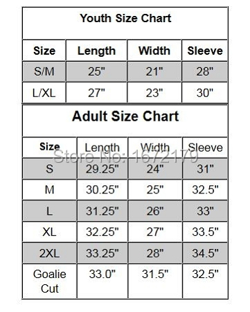 Youth Jersey Size Chart Nhl