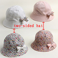 New Fashion Double Sided Summer Baby Hat Baby Floral Bows Turn Motion Along Baby Cap