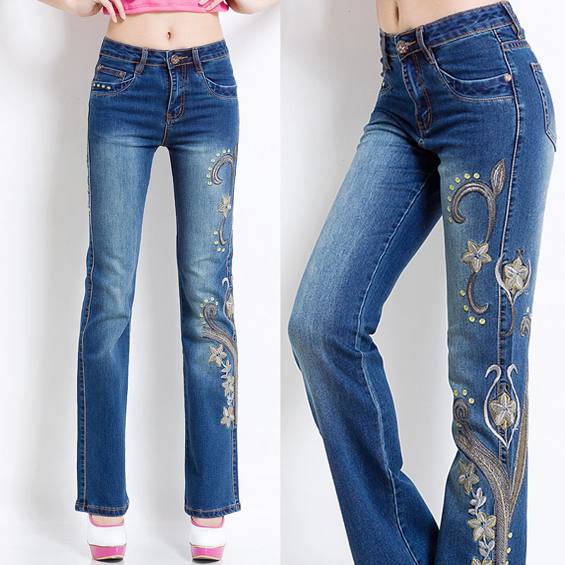 embroidered jeans women