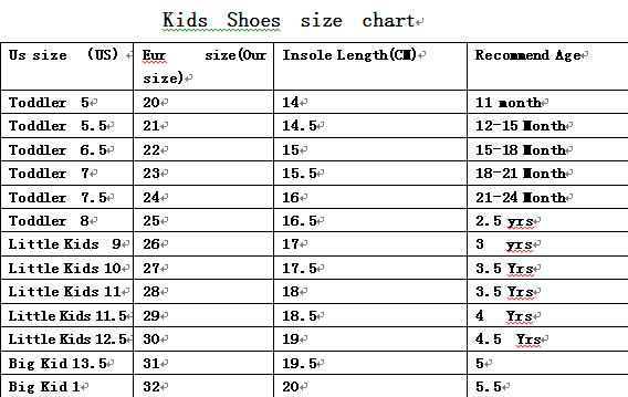 Little Kid Size Chart
