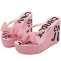 2017 New Bowknot Woman Beach Slippers Flip Flops Wedge Slippers Summer Sandals Slip Resistant Slippers Platform