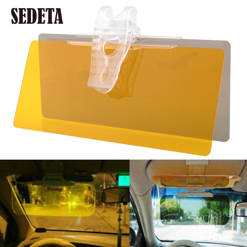 Image of Hottest 2 in 1 Car Anti-Glare Sunshade Day Night Vision mirror summer Safe Driving Clip Sun Visor HD Yellow Auto Accessories