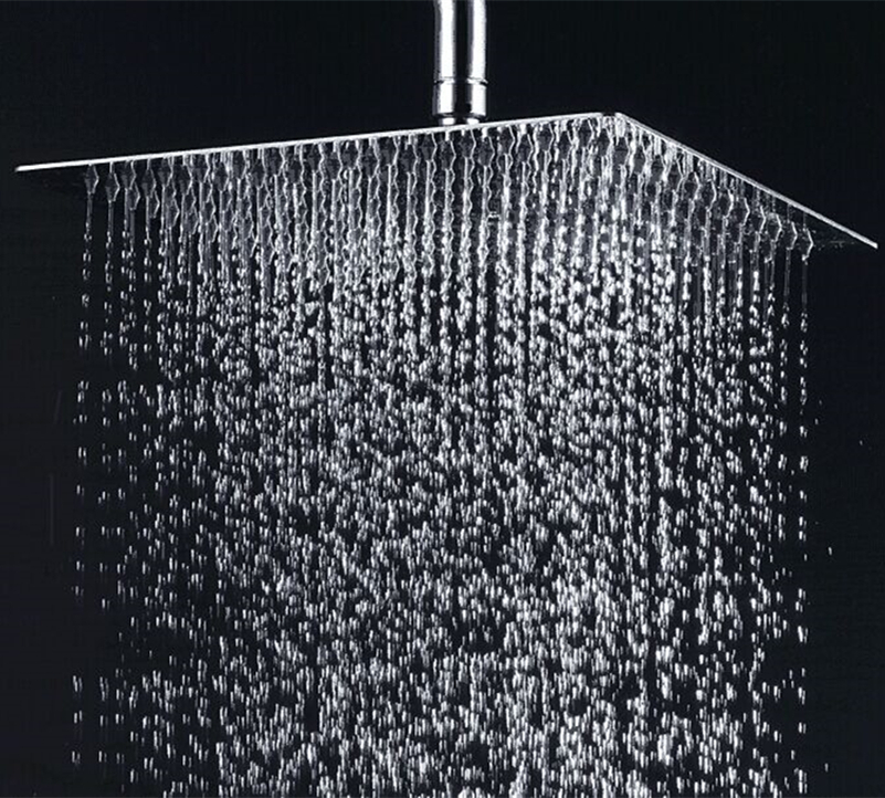 Free shipping 30cm*30cm sqaure stainless steel ultra-thin shower head 12 inch rainfall bathroom showerhead,rain shower  mixer