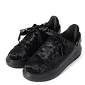 2017 spring autumn new green black velvet women s shoes thick bottom lace up Loafers Women