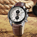 MEGIR fashion leather sports quartz watch for man military chronograph wrist watches men army style 2020