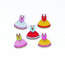 Free Shipping Retail 10Pcs Random Mixed 2 Holes Lovely Dress Cartoons style Wood Buttons Sewing Scrapbooking 28x30mm