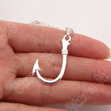 1pcs Fish Hook Pendant Necklace Barbed Fishing Silver Fish Hook Jewelry Cute Dainty Women Necklaces & Pendants Christmas Gift