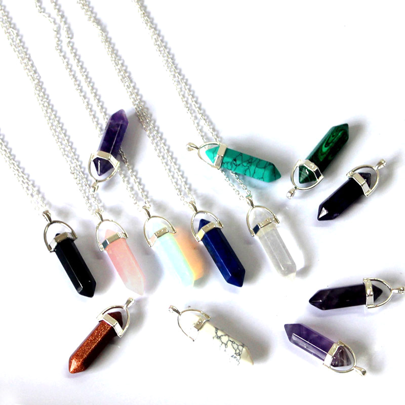 Image of 2016 Hot Sale Quartz Crystal Necklace Natural Stone Bullet Shape Pendant Necklaces Statement Jewelry For Women Gift ZSE H10003