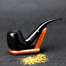 9mm Filter Smoking Pipe 14.5cm Ebony Wood Pipe Handmade Briar Black Smoking Pipe