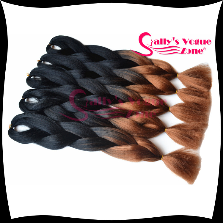Ombre Kanekalon Braiding Hair Synthetic Braiding Hair Ombre Silky Straight Black+Brown 100g/pc Kanek