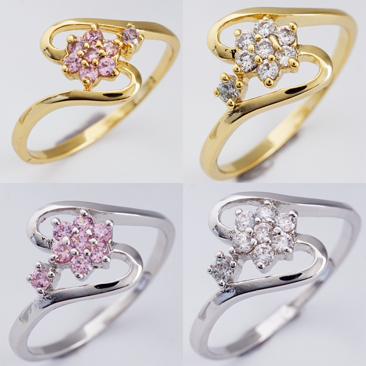2015 new arrival 18 k gold Platinum plated Filled AAA CZ crystal Lovely rings fashion star