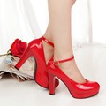 2016 LANSHITINA Heels 11CM Patent Leather Women Pumps Red Round Toe Party Wedding Sexy Ladies Platform
