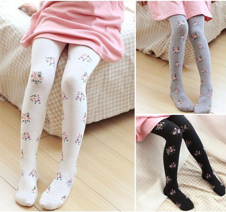 BaiX Little Girls Soft Floral Footed Tights Dance Stockings Panty-hose