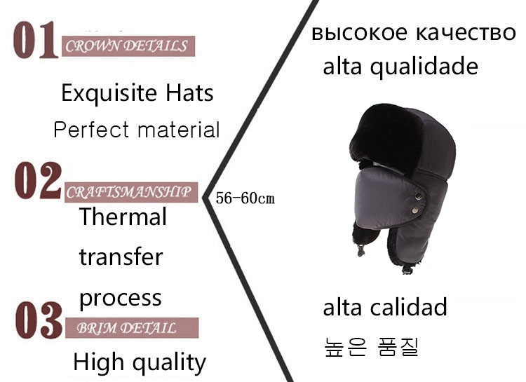 Winter Russian Hats For Men Unisex Bomber Hats With Mask Warm Fur Caps With Ear Flaps Outdoor Snow Skiing Earflap Hat For Women (2)