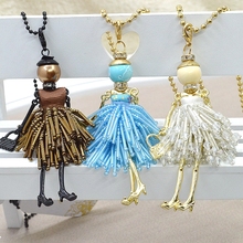 2015 Fashion Jewelry ! Doll Necklace Pendants Charms Free Shipping Women Accessories Female Crystal Beads DIY Jewelry NS252
