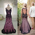 MZY Real Images ORP 217 Elegant Two Tone Purplish Red and Black See Through Back Lace
