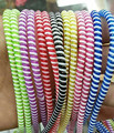 10pcs lot 50cm Double Colors Solid Color TPU spiral USB Charger cable cord protector wrap cable