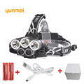 5Led Waterproof 10000Lm 3 XML T6 2 LED USB Headlight Headlamp Head Lamp Light 5 mode