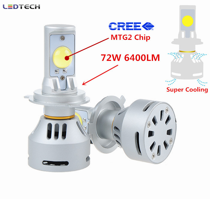 New Head Lamp 72W 6400LM CREE LED Headlight Kit  H4 H7 H11 9005 9006 H13 9004 9007 D2 D4