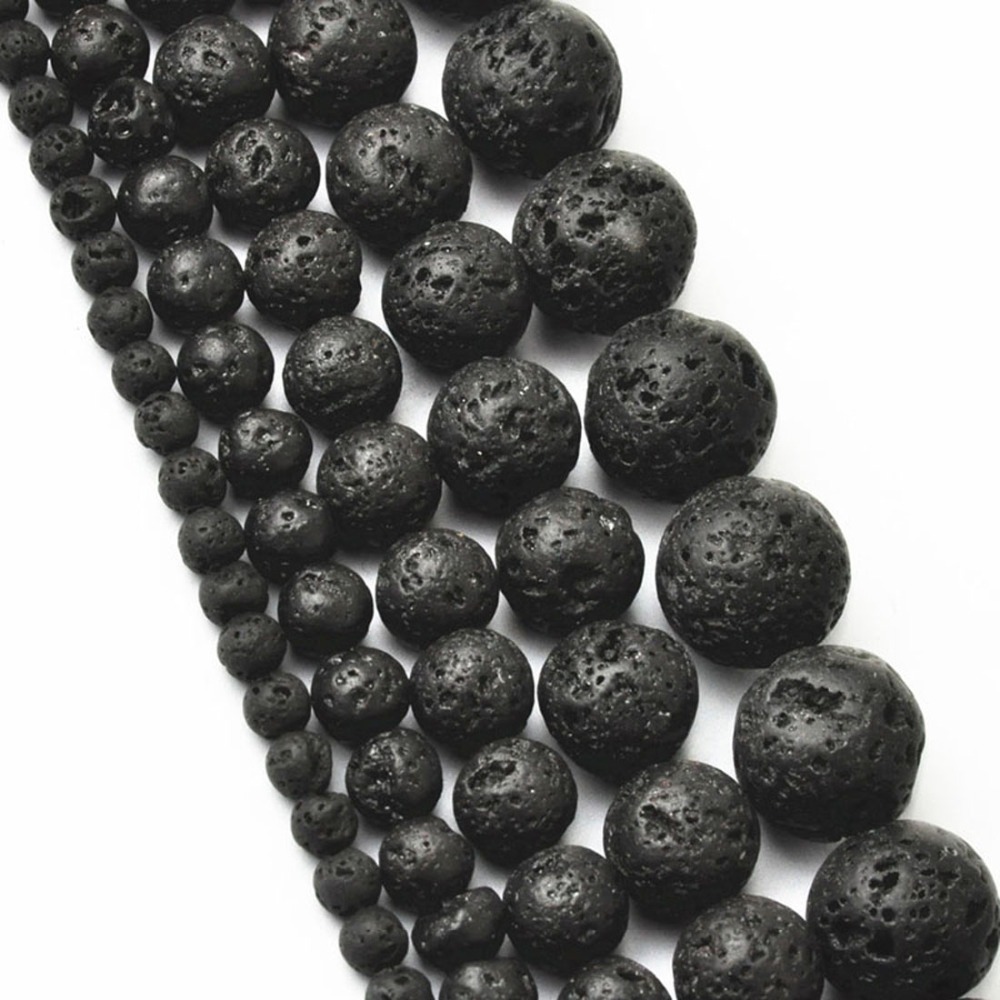 Image of New Arrival! Natural Black Volcanic Lava Stone Round Beads Wholesale Drop Shipping 4 6 8 10 12MM