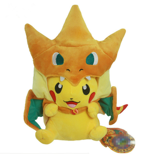 Горячая Пикачу Косплей Мега Charizard Плюшевые Игрушки Kawaii Пикачу Плюшевые Игрушки Мягкие Чучела Животных Куклы для Детей Игрушки