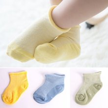 Cute 1pairs Summer Children Socks Candy color Soild Soft Cotton Ship Socks