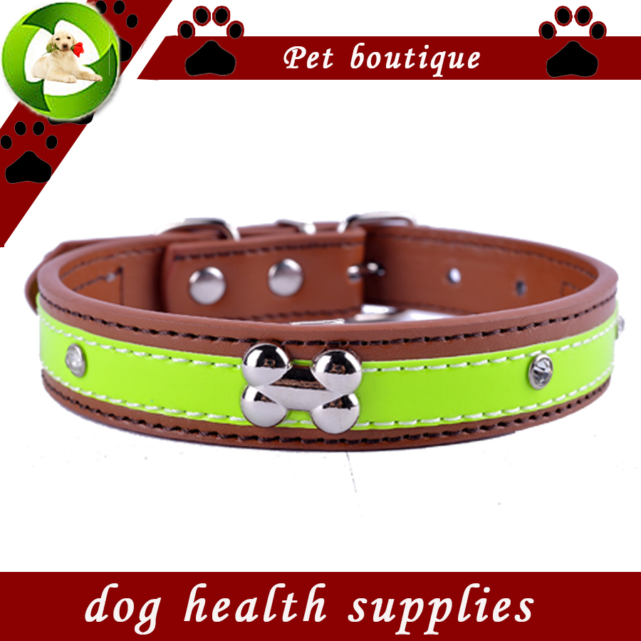 Image of Personalized Crystal Studded Reflective Dog Collar Pu Leather Collars For Dogs Necklace Pet Products For Animals