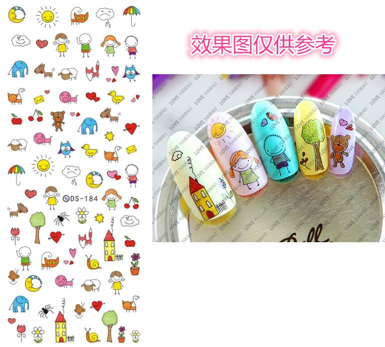 Image of DS184 DIY Nail Design Water Transfer Nails Art Sticker Cute Cartoon Picture Nail Wraps Sticker Watermark Fingernails Decals