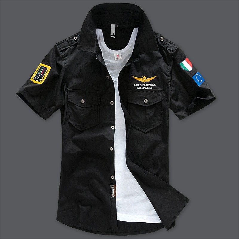 2015-Men-s-Spring-Aeronautica-Militare-Air-Force-One-Shirt-Fashion-Embroidery-Men-Brand-short-sleeved (1)