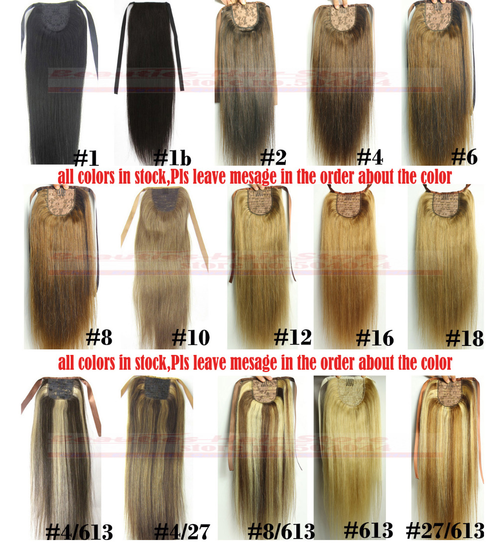 Image of 16"18"20"22"24"26"28" 100% Brazilian Remy hair Clips In/on Human Hair Extensions Horsetail Ponytail #22 colors available 100g