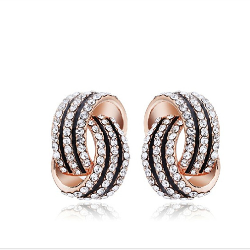 Image of 2015 Brand Jewelry Rhinestone Gold-Plated Silver Statement Earrings Roxi Spiral Stud Earrings For Women boucle d'oreille