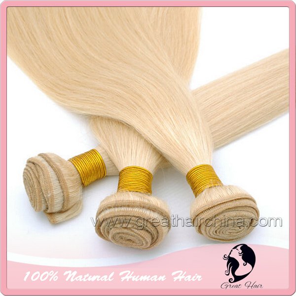 Image of 14"-26" Slavic Hair Weaves 613# Color, Straight Blonde Natural Hair Extension 1 Piece/ Lot Machine Weaving Hair FREE SHIPPING