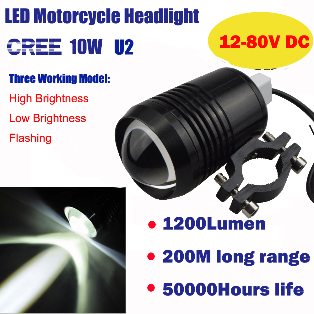 Cree U2 Waterproof Aluminum motorcycle light Motor electric bicycle LED headlight Fog lamp 12V-80V f