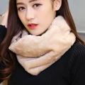 2016 New Soft Rabbit Fur Scarf Women Fashion Pullover Knitted Circles Infinity Scarves Winter Warm Fur
