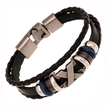 Fashion woven charm genuine leather bracelet men braided bracelets bangles jewellery korean bijoux wholesale braceletes pulseira