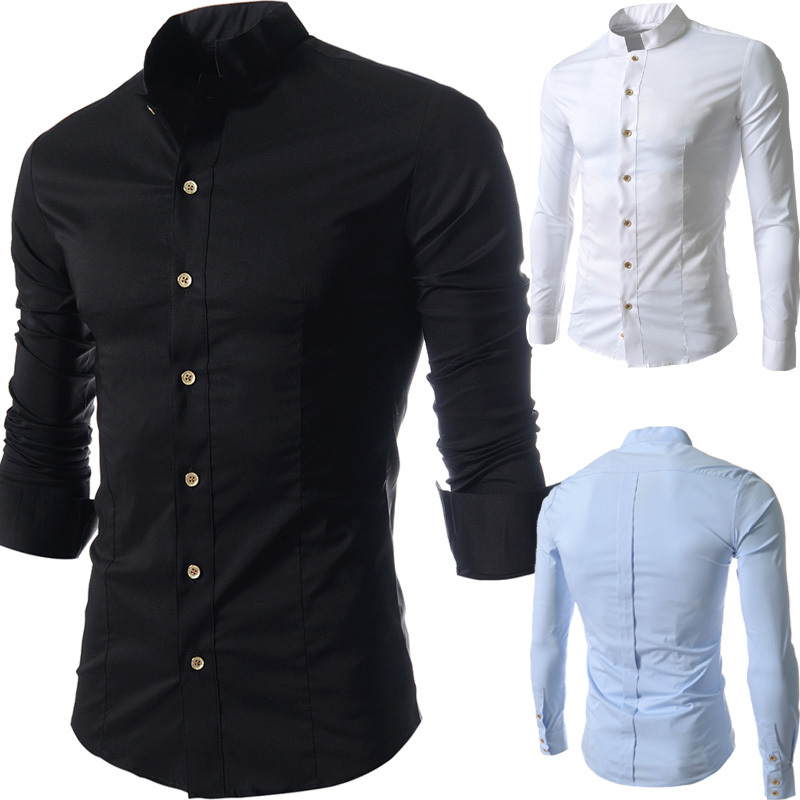 2015 Mens Slim Fit Casual Blouse Unique Neckline S...