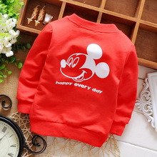 2016 Spring Autumn Long Sleeved Cartoon Mouse Letter Girls Boys Jackets Cardigan Baby Infant Children Kids