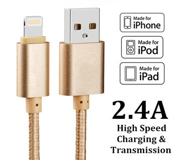 Image of 1.5M Luxury Metal Braided Mobile Phone Cables Charging USB Cable Charger Data For iPhone 5 5S 6S 6 6 plus IOS Data accessories