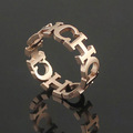 rose gold plated channel ch letter ring