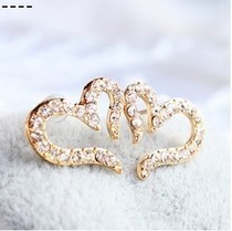 Image of Free Shipping $10 (mix order) New Fashion Vintage Plated Small Love Rhinestone Stud Earrings E611 Jewelry
