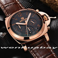 Megir Mens Casual Watch Genuine Leather Luxury Men Watches Quartz Wristwatch CHRONOGRAPH 24 hours Function Sport