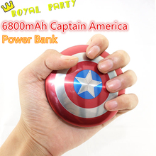2016 New High Quality External Battery Captain America Shield 6800mAh USB Power Bank Charger For iPhone ipad Android HTC Huawei