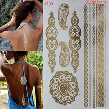 Temporary body art style of tattoos shiny gold and silver metal temporary flash disposable indians tattoo