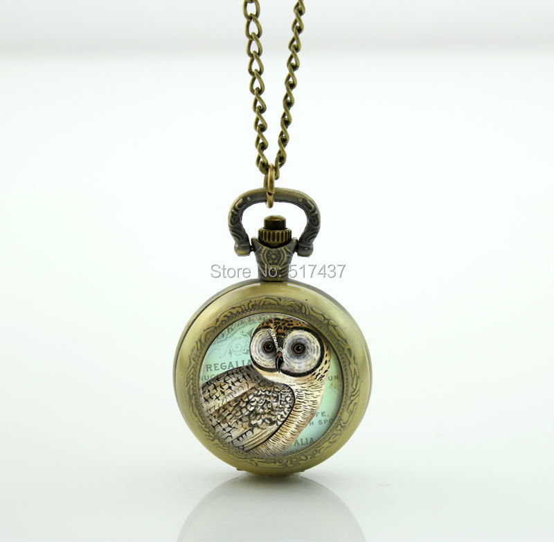WT-00149 Regal Owl Necklace - Glass Art Pendant Picture Pendant Photo Pendant