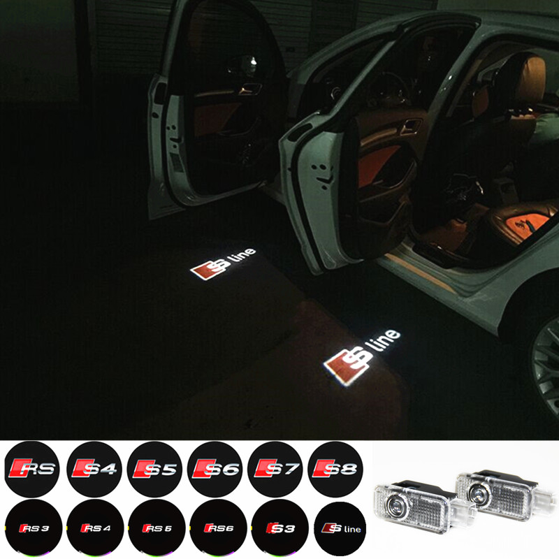 Image of GHOST LOGO LASER PROJECTOR DOOR UNDER PUDDLE LIGHTS FOR AUDI S line A4 A3 A6 C5 Q7 Q5 A1 A5 80 TT A8 Q3 A7 R8 RS B6 B7 B8 S3 S4