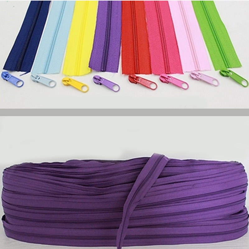 Image of Alipress 10Meters/lot Nylon Coil Zippers 22 Colors For Selection 3# DIY Zippers For Sewing Tailor Tools 2-021