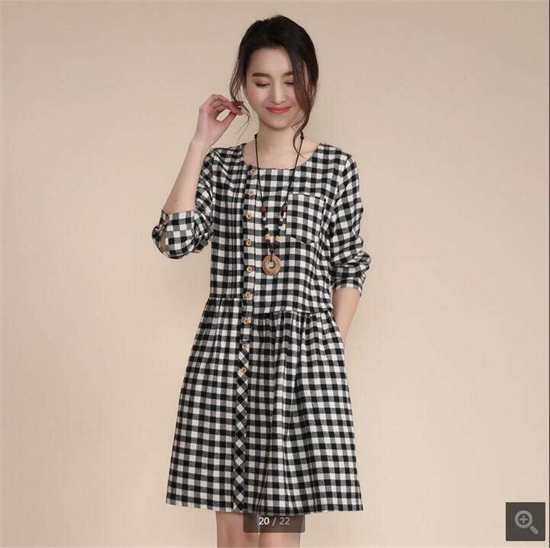 Korean Style 2016 Spring Autumn New Fashion Women font b Tartan b font Dress Leisure Loose
