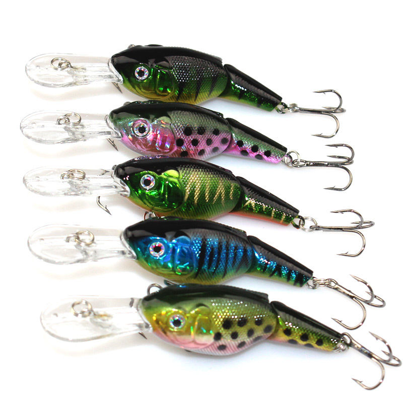 Image of Hot!! Top Grade Lot 5pcs 2 Sections Jointed Fishing Crank Lures SwimBait Bass CrankBaits Tackle Wobblers Hard Bait 9cm 10.6g
